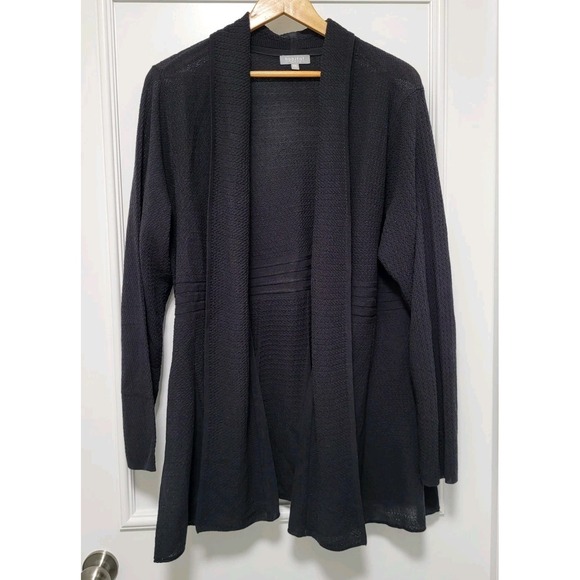 Habitat Sweaters - Habitat Black Lightweight Mid Length Open Cardigan Sweater 2X